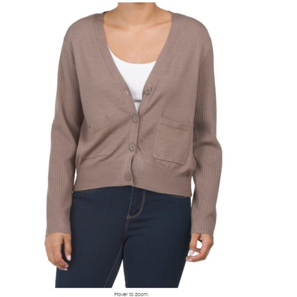CALVIN KLEIN JEANS  V-neck Long Sleeve Cardigan  -M